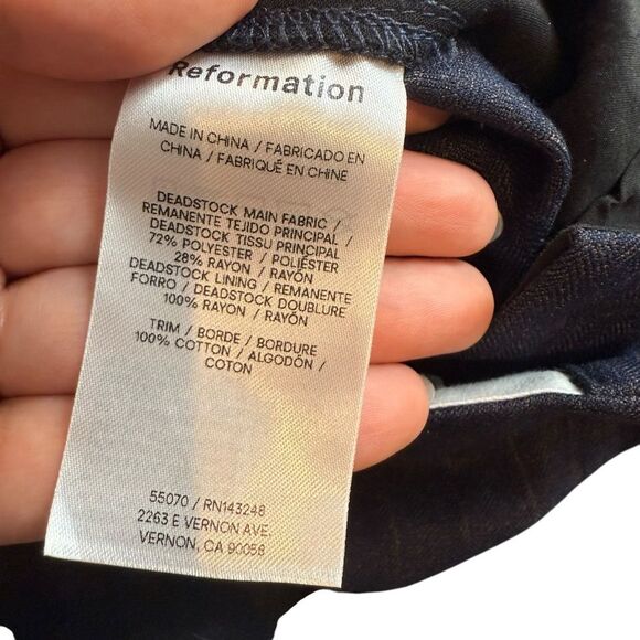 Reformation Size 6 Wide Leg Trouser Pants Charcoal Black Pinstripe Academia Work - Picture 6 of 9